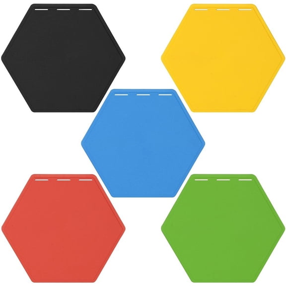 Jiibva Non-Slip Hexagonal Agility Balance Pads, 5Pcs Portable Speed Footwork Training Mats for Outdoor Fitness, 20x22.8cm