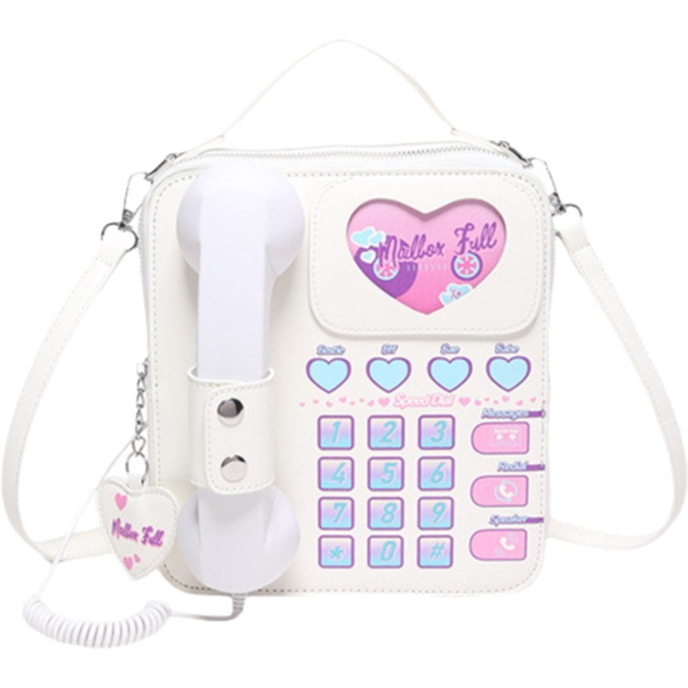 Jiibva Novelty Telephone Shaped Shoulder Bag Funny Retro Phone Design Crossbody Bag Personalized Handbags Purse for Women
