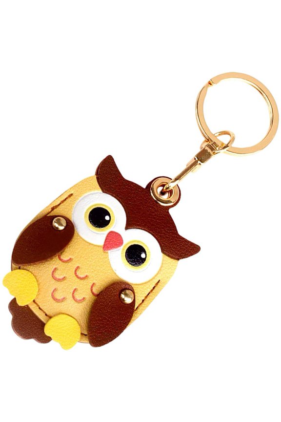 PU Leather Access Card Protective Sleeve Cute Owl Shape Keychain Access Card Cover Access Card Leather Case For Tracker