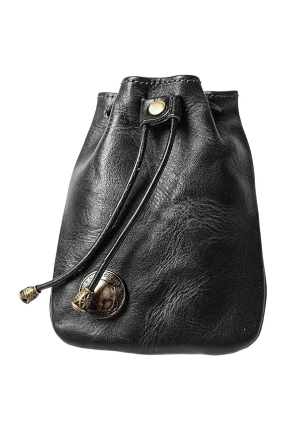 PU Leather Drawstring Coin Purse Leather Drawstring Pouch Drawstring Wallets Key Bag Key Pouch Cowhide Storage Bag For Men, Women