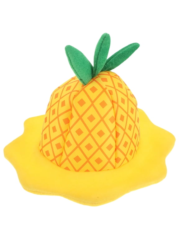 Pineapple Hat Funny Hat Headdress Fruit Party Hats Funny Plush Cartoon Bucket HatHawaiian Photo Props