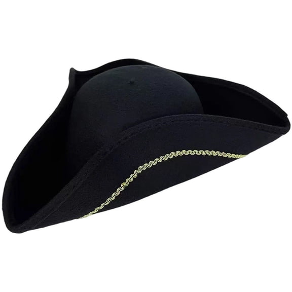 Jiibva Pirate Hat for Adult, Colonial Style Tricorn Hat, Pirate Cap Fancy Dress Medieval Accessory Captain Props for Pirate Theme Party Halloween Paryt