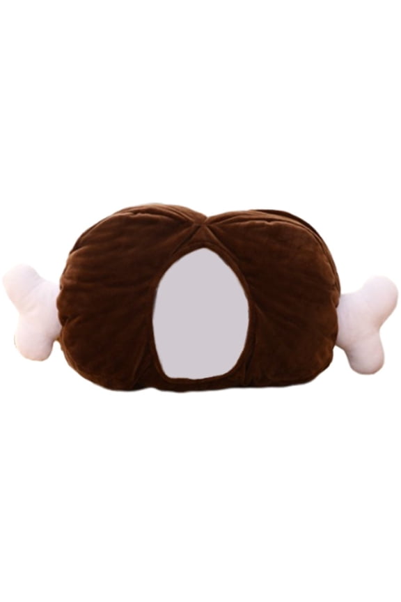 Plush Fried Chicken Leg Headgear 3D Chicken Bone Hat Funny Chicken Leg Head Cover Party Hat for Halloween Dress-Up Fancy Dress