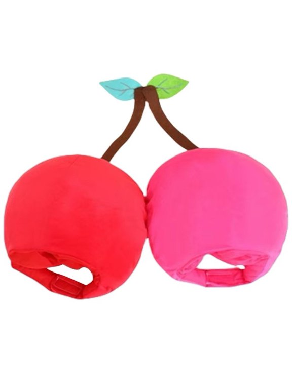Plush Fruit Hat Pears and Cherries Headgear Fruit Theme Parties Photo Props Novelty Fancy Dress Hat Funny Double Head Hat
