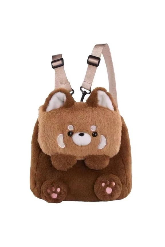 Plush Raccoon Backpack Cute Red Panda Shoulder Bag Soft Plush Rucksack Lovely Animals Backpack Purse for Adults Teens And All Ages