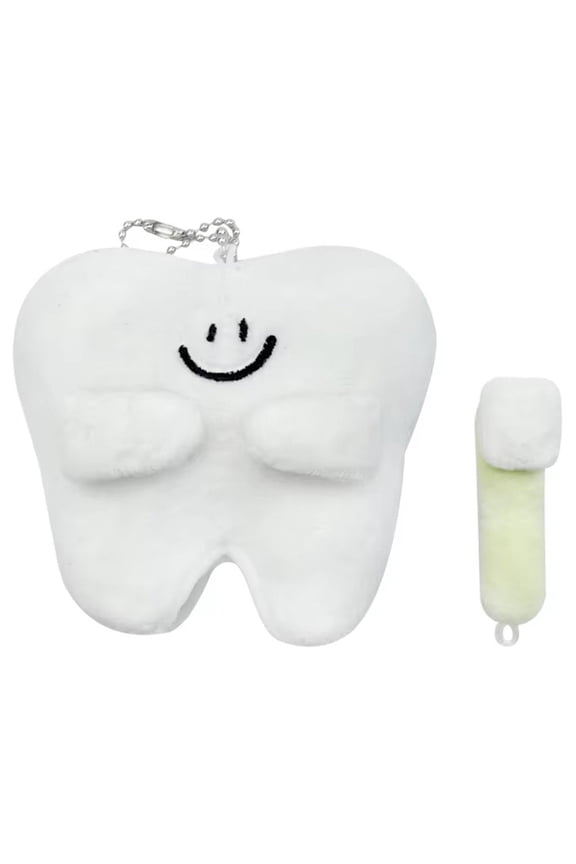 Plush Tooth Keychain Tooth Toothbrush Pendant Set Bag Charm Tooth Key Ring Tooth Decor Plush Bag Hanging Ornament For Dentist Clinic Gift