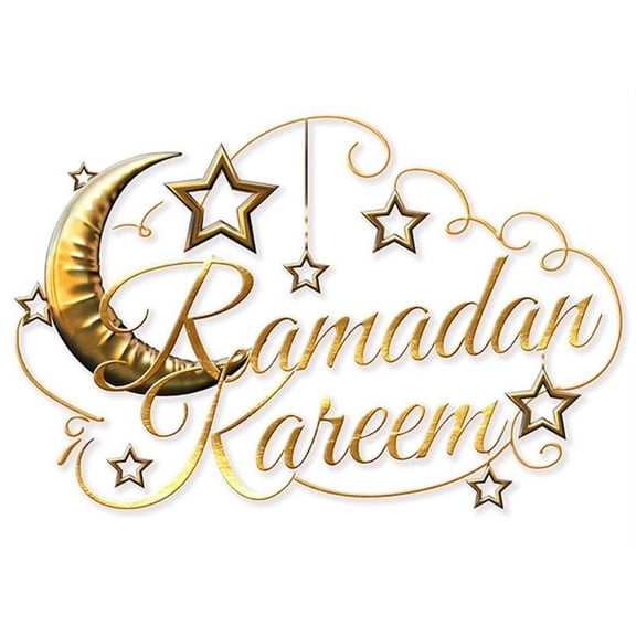 Jiibva Ramadan Mubarak Decorations Gold Moon Wall Sticker Self-adhesive Walls Decals Eid Decor Wall Art Decals for Islamic Muslim Al-Fitr Party Supplies