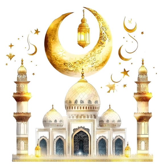Jiibva Ramadan Wall Stickers Islamic Muslim Wall Decals Eid Mubarak Moon Star Castle Window Stickers for Home Living Room Bedroom Ramadan Decorations