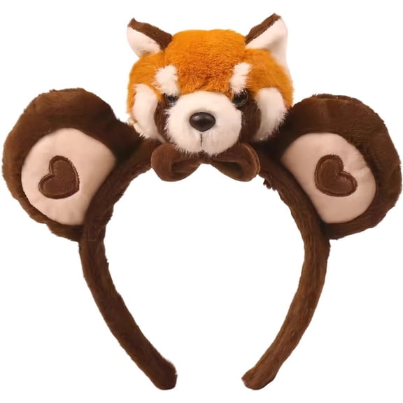 Jiibva Red Panda Hairband Lovely Animal Headband Red Panda Dress-Up Headband Halloween Fancy Dress Outfit for Adults Kids