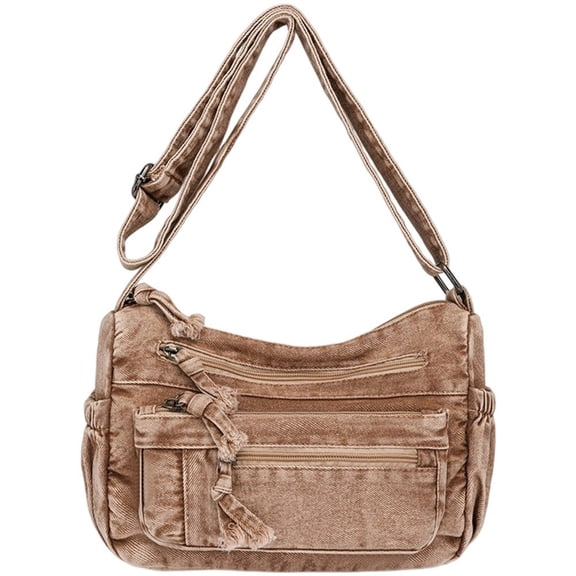 Jiibva Retro Denim Single Shoulder Bag For Women Crossbody Bag With Multiple Compartments Fashionable And Practical Handbag