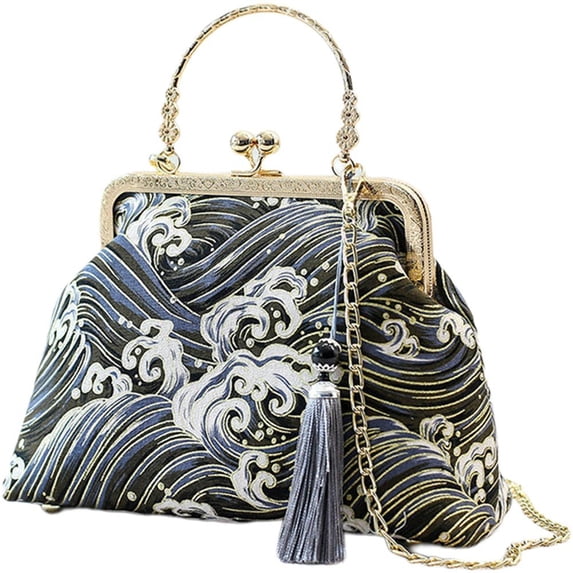 Jiibva Retro Shoulder Chain Messenger Clutch Chinese Style Embroidered Jacquard Women's Evening Bags