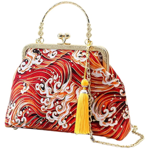 Jiibva Retro Shoulder Chain Messenger Clutch Chinese Style Embroidered Jacquard Women's Evening Bags