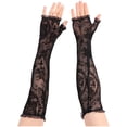 thumbnail image 1 of Jiibva Rose Cross Lace Gloves Mesh Long Fingerless Opera Gloves Halloween Elbow Length Lace Gloves for Evening Prom, 1 of 7
