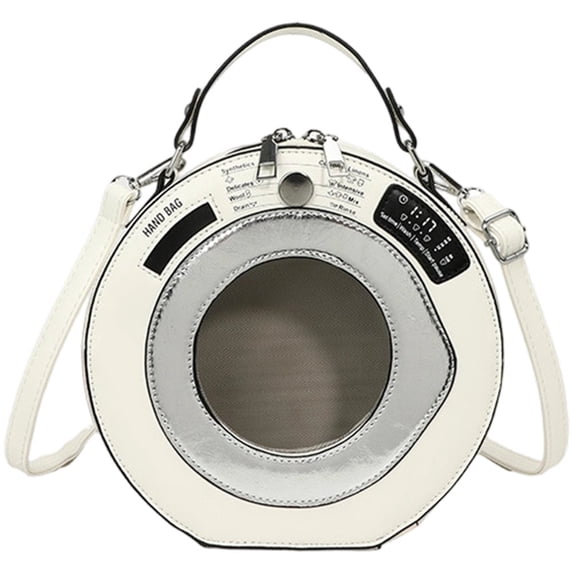 Jiibva Round Handbag Pu Leather Shoulder Bag for Women, Fashion Crossbody Bag Small Round Tote Bag Casual Purse Handbag