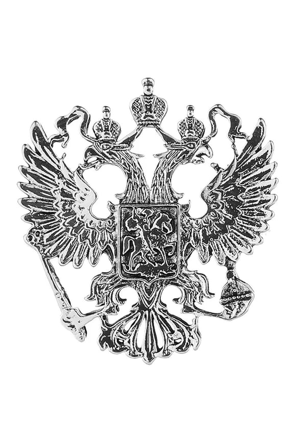 Russia Two-Headed Eagle Badge Vintage Alloy Eagle Brooches Lapel Pin Animal Corsage Russia Badge Pin Men's Suit Shirt Collar Pins for Clothing Jackets