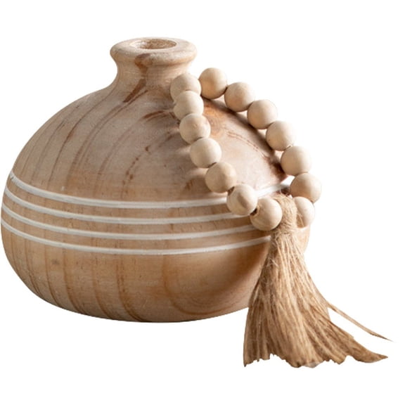 Jiibva Rustic Flower Vase With Wooden Beads Northic Style Vase Creative Flower Container for Flower Arrangement Home Decoration