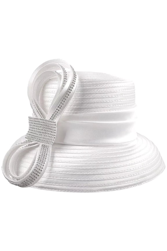 2pcs Satin Cloth Church Hat Women Wide Brim Hat Elegant Wedding Photography Hat Female Banquet Fancy Fascinator Formal Hat
