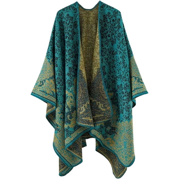 Jiibva Shawl Wraps for Women, Elegant Knitted Cape Open Front Poncho Scarf Blanket Cardigan Coat for Spring Autumn Winter