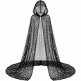thumbnail image 1 of Jiibva Sheer Mesh Witch Cloak Celestial Star Moon Hooded Cape Black 210cm, 1 of 7