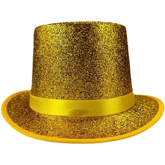 Jiibva Shiny Magicians Hat Party Top Hat Glitter Dance Cap Jazz Costume Accessories for 60s 70s 80s Party Stage Show Carnival