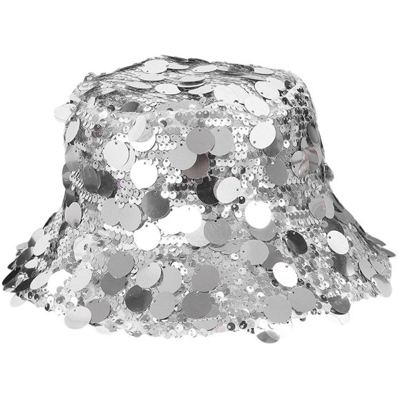Jiibva Shiny Silver Sequin Bucket Hat Women Fashion Trend Streetwear Hat 2025 Spring Perfect Festival Rave Accessory Hat