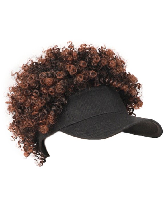 Short Kinky Curly Hair Extension Baseball Cap Hat Hair Pieces for Women Black Baseball Cap Short Synthetic Hair Extensions Adjustable