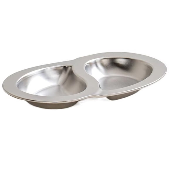 Jiibva Silver Double Grid Divided Stainless Steel Serving Platter Tableware Plates for Parties