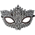 thumbnail image 1 of Jiibva Silver Rhinestone Venetian Masquerade Half Face Eye Mask Halloween Costume, 1 of 6