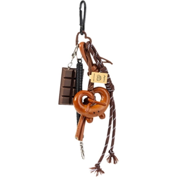 Jiibva Simulation Chocolate Alkaline Bread Keychain Pendant Cute Bag Pendant Rope Rearview Mirror Pendant Key Chain Decoration
