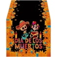 thumbnail image 1 of Jiibva Skeleton Couple Sugar Skull Mexican Table Runner Party Decor 1Pc, 1 of 7