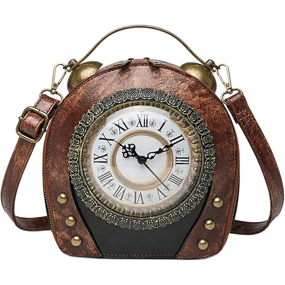 Jiibva Small Crossbody Purse and Handbags for Women Cute Shoulder Bag Unique Steampunk Metal Clock Costume