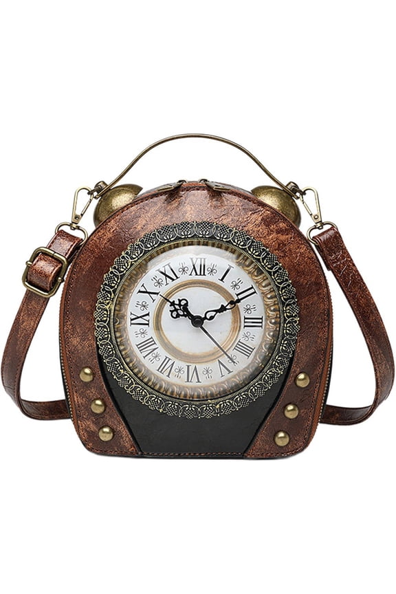 Small Crossbody Purse and Handbags for Women Cute Shoulder Bag Unique Steampunk Metal Clock Costume