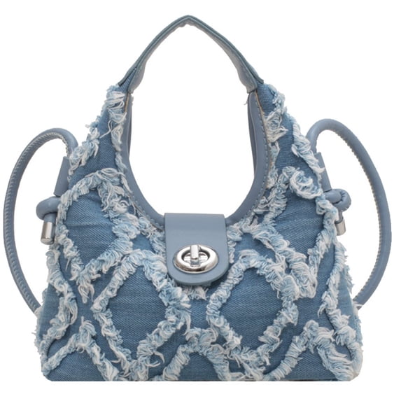 Jiibva Small Crossbody Shoulder Bag for Women Vintage Fashion Jean Denim Purse Mini Handbags Female Elegant Tassel Shoulder Bag