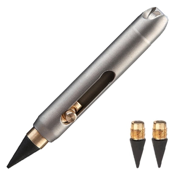 Jiibva Small Eternal Pen Retractable Everlasting Pen Alloy Miniature Pen Portable Erasable Pencil for Outdoor Camping And Travel