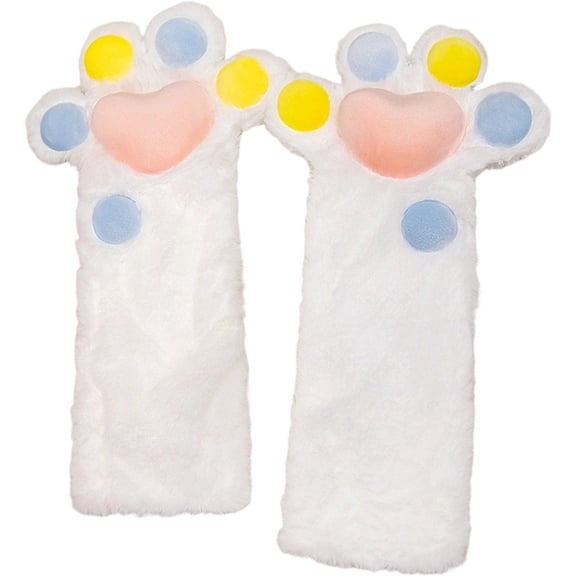 Jiibva Soft Funny Cat Paw Gloves Decor Long Gloves Kawaii 3D Claw Cute Cat Sleeve for Halloween Party