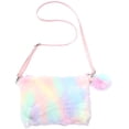 thumbnail image 1 of Jiibva Soft Plush Shoulder Bag Colorful Rainbow Handbags Crossbody Bags Envelope Package with Adjustable Shoulder Straps, 1 of 7