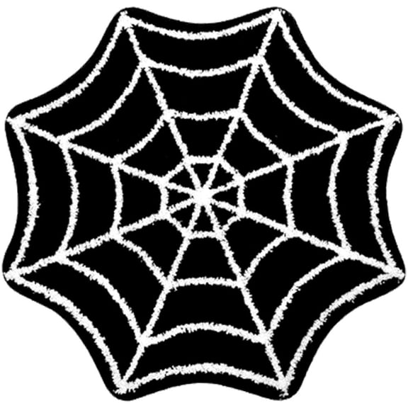 Jiibva Spider Web Bath Mat, Halloween Bathroom Mat Non-Slip Rugs Spiderweb Rug Goth Area Rugs for Front Door Bedroom Home Halloween Decor