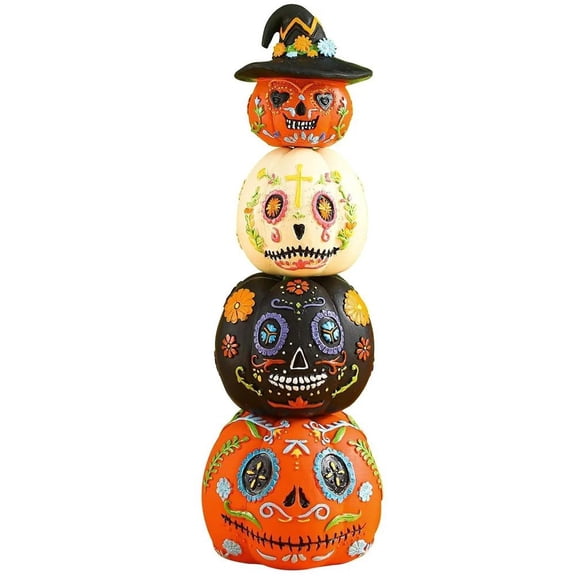 Jiibva Stacking Undead Pumpkin Statues Pumpkin Ghost Home Desktop Ornament Resin Halloween Party Props Decoration