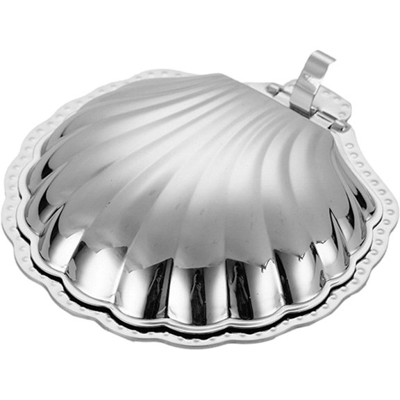 Jiibva Stainless Steel Shell Shaped Dessert Dish Metal Snack Tray Jewelry Storage Plate Metal Dessert Dish Table Decoration