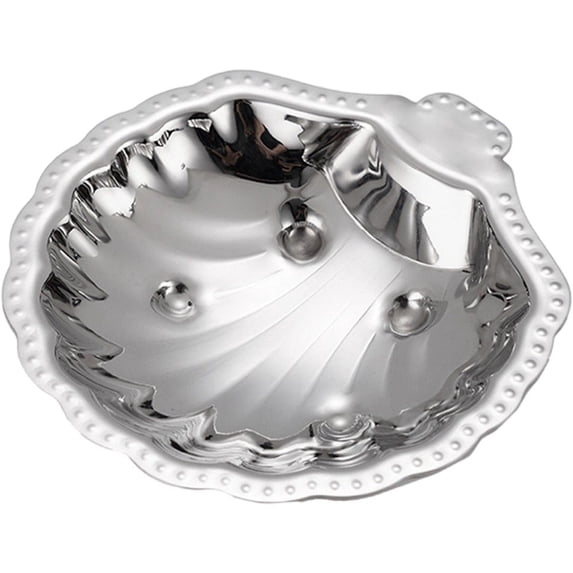 Jiibva Stainless Steel Shell Shaped Dessert Dish Metal Snack Tray Jewelry Storage Plate Metal Dessert Dish Table Decoration