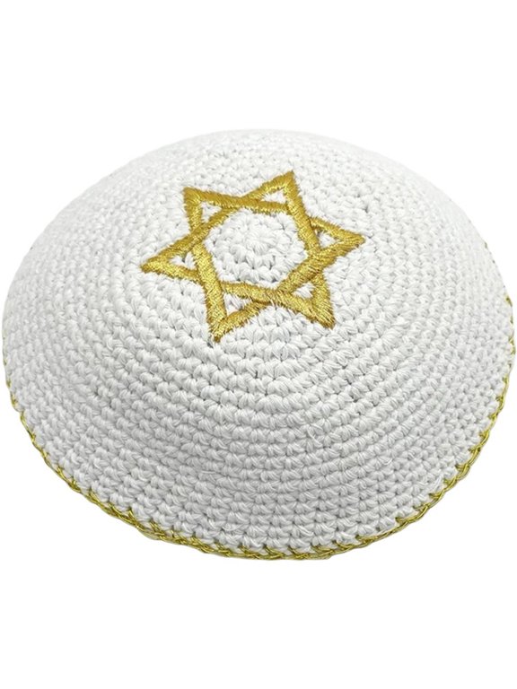 Star of David Jewish Kippah Hat for Men Beautifully Knitted