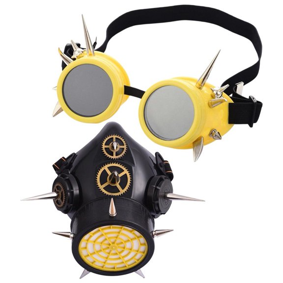 Jiibva Steampunk Gas Goggles Mask Gothic Punk Spike Mask Halloween Gas Mask For Masquerade Cosplay Props