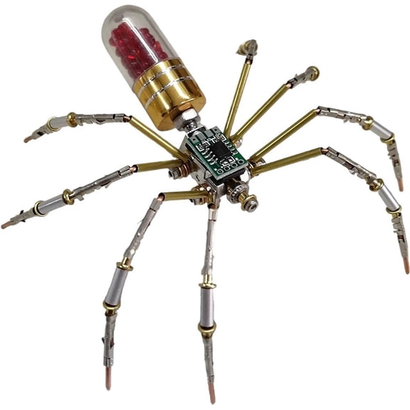 Jiibva Steampunk Metal Spider 3D Puzzle Model Kit, DIY Mechanical Insect, 10x11x4cm