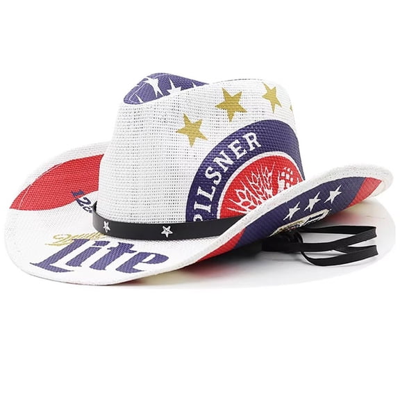 Jiibva Straw Cowboy Hats Cowboy Straw Hat Western Cowboy Hat Beach Travel Sun Hat Roll Brim Spring Summer Cowboy Hats for Woman, Man