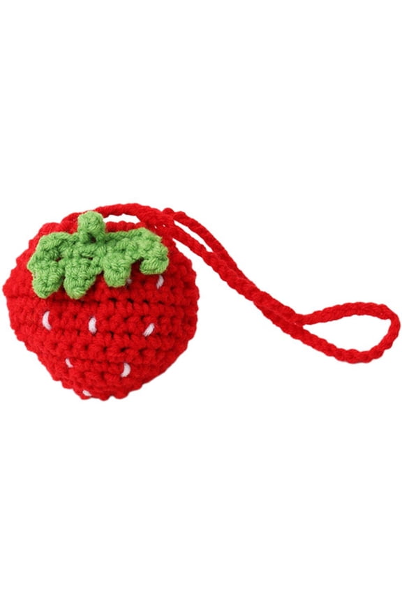 Strawberry Coin Purse Crochet Drawstring Bag Cute Drawstring Crochet Purse Crochet Tangerine Bag Coin Chargers