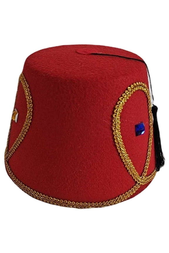 Tarboosh Fez Hat For Men Women, Moroccan Hat Ottoman Round Hat Breathable Turkish Tassels Cap Egyptian Themed Dress-Up Headwear Party Costume Accessories