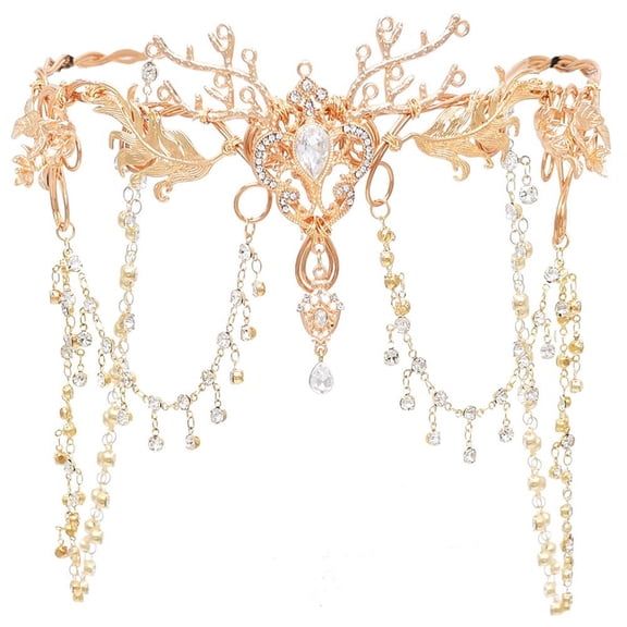 Jiibva Tiaras for Women Rhinestone Pendant Crowns Headband Tiara Of Elves Princess Tiara Crystal Tiara Crown Headband Wedding Tiara for Bride Quinceanera Headpieces