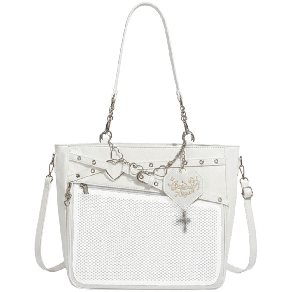 Jiibva Underarm Ita Bag Ita Satchel Crossbody Bag Streetwear Transparent Shoulder Bag Chain Handbag DIY Display Bag for Woman