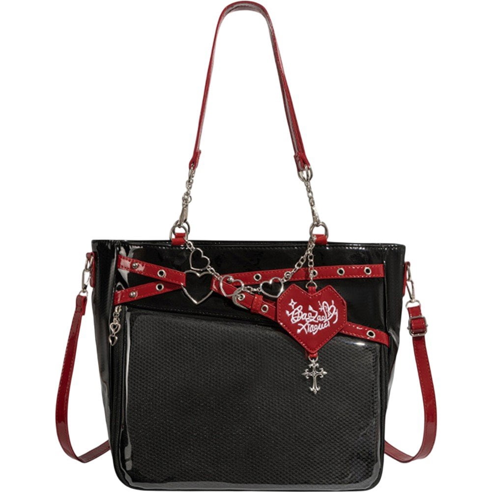 Jiibva Underarm Ita Bag Ita Satchel Crossbody Bag Streetwear Transparent Shoulder Bag Chain Handbag DIY Display Bag for Woman