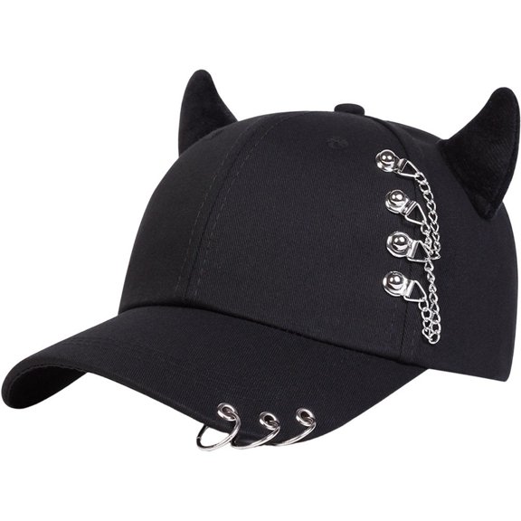 Jiibva Unisex Iron Ring Cow Horn Baseball Caps Spring Autumn Outdoor Trucker Hat Adjustable Casual Hats Sunscreen Hat